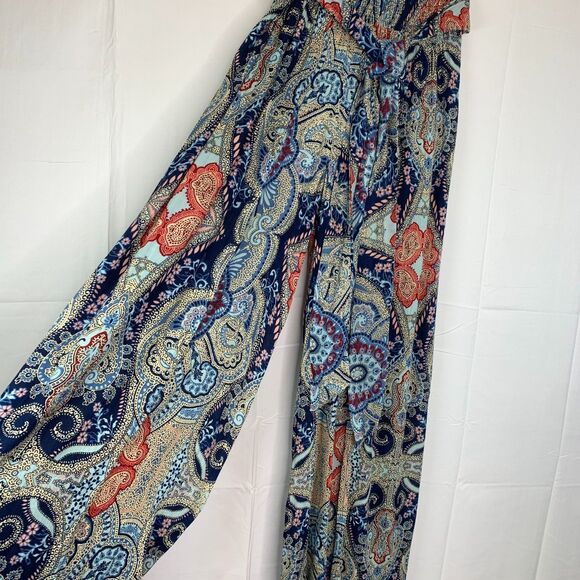Band of Gypsies Palazzo Pants Smocked‎ Waist Tie Belt Slits Bohemian Wide Small - Picture 4 of 16